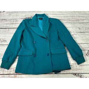 Carbon38 Women's Nautical Blue Double Breasted Oversized Blazer Cuffs Size XS